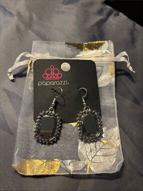 Paparazzi Black Faceted Dangle Earrings